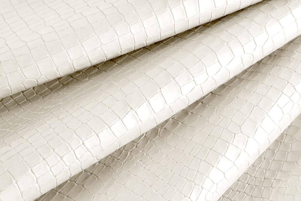 Off-white white crocodile-print leather for pumps, heels, clutches, boots... - F. KOOIJMAN Paris