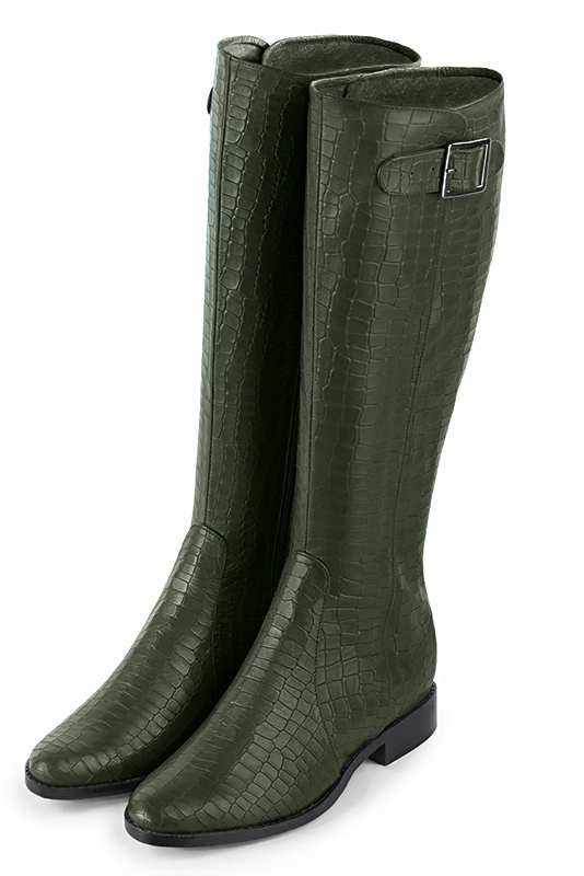 Forest green dress knee-high boots for women - Florence KOOIJMAN