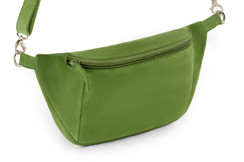 Grass green women's dress clutch, for weddings, ceremonies, cocktails and parties. Front view - Florence KOOIJMAN