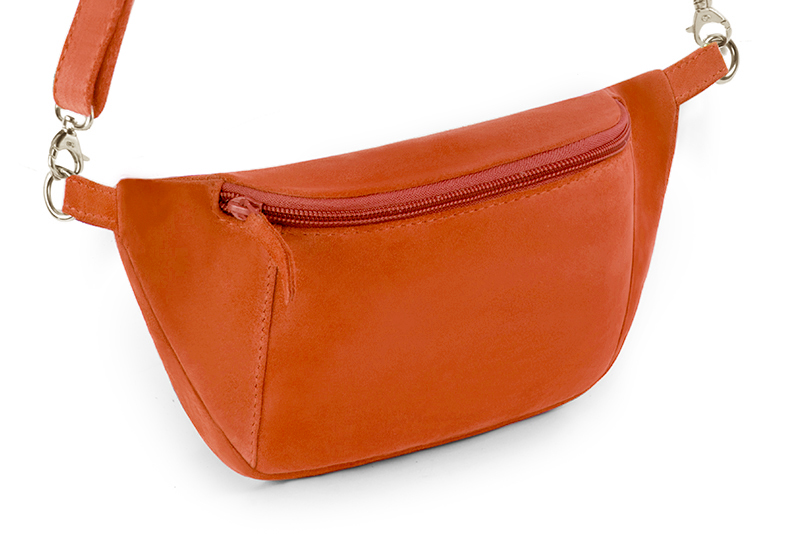 Clementine orange women's dress clutch, for weddings, ceremonies, cocktails and parties. Front view - Florence KOOIJMAN