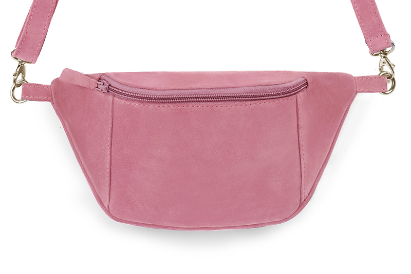 Dress handbag in carnation pink leather - Profile view