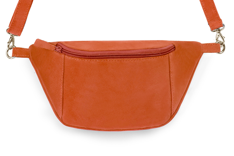 Clementine orange women's dress clutch, for weddings, ceremonies, cocktails and parties. Profile view - Florence KOOIJMAN