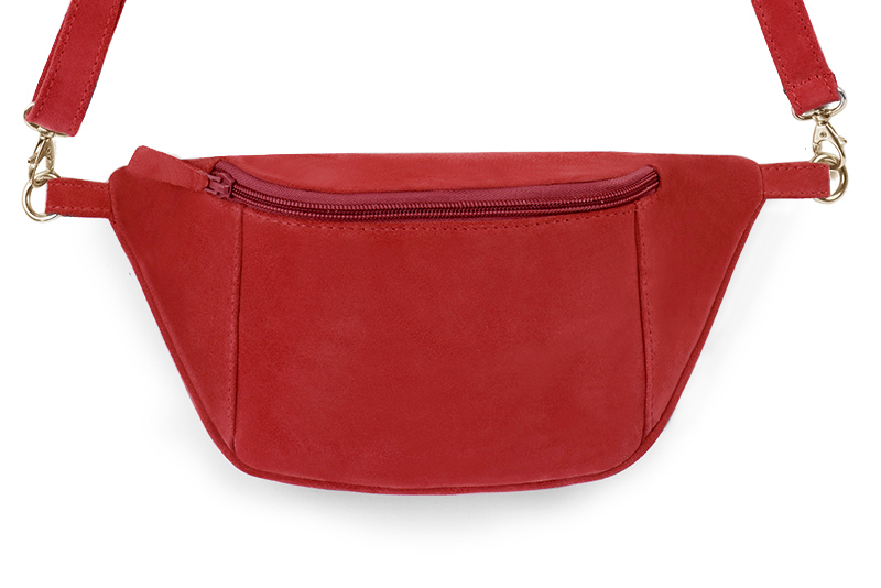 Dress handbag in scarlet red leather - Profile view