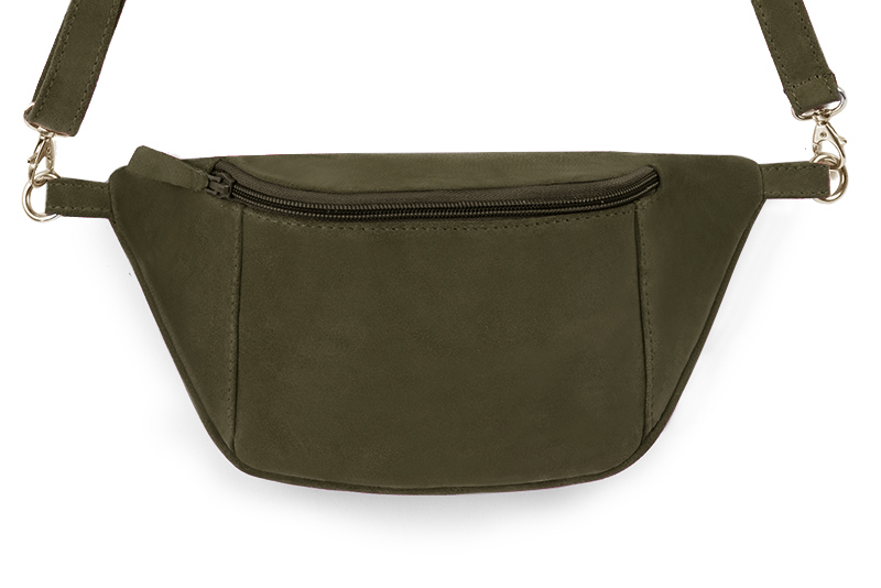 Khaki green women's dress clutch, for weddings, ceremonies, cocktails and parties. Profile view - Florence KOOIJMAN