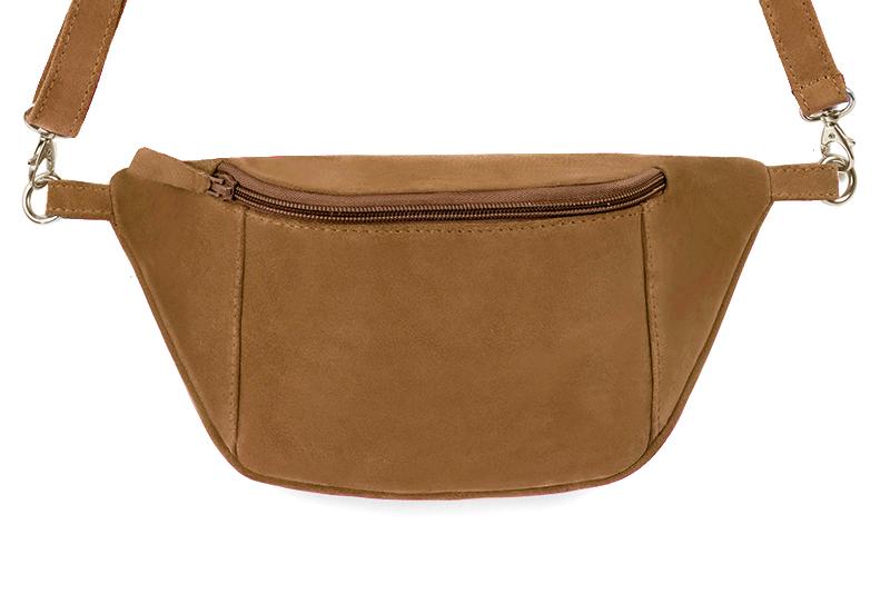 Dress handbag in camel beige leather - Profile view