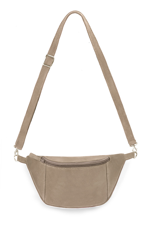 Tan beige women's dress clutch, for weddings, ceremonies, cocktails and parties. Top view - Florence KOOIJMAN