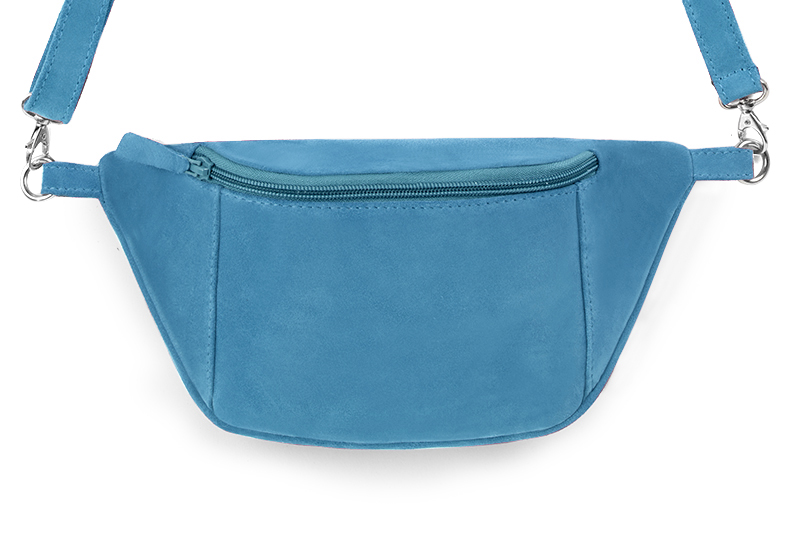 Turquoise blue women's dress clutch, for weddings, ceremonies, cocktails and parties. Profile view - Florence KOOIJMAN