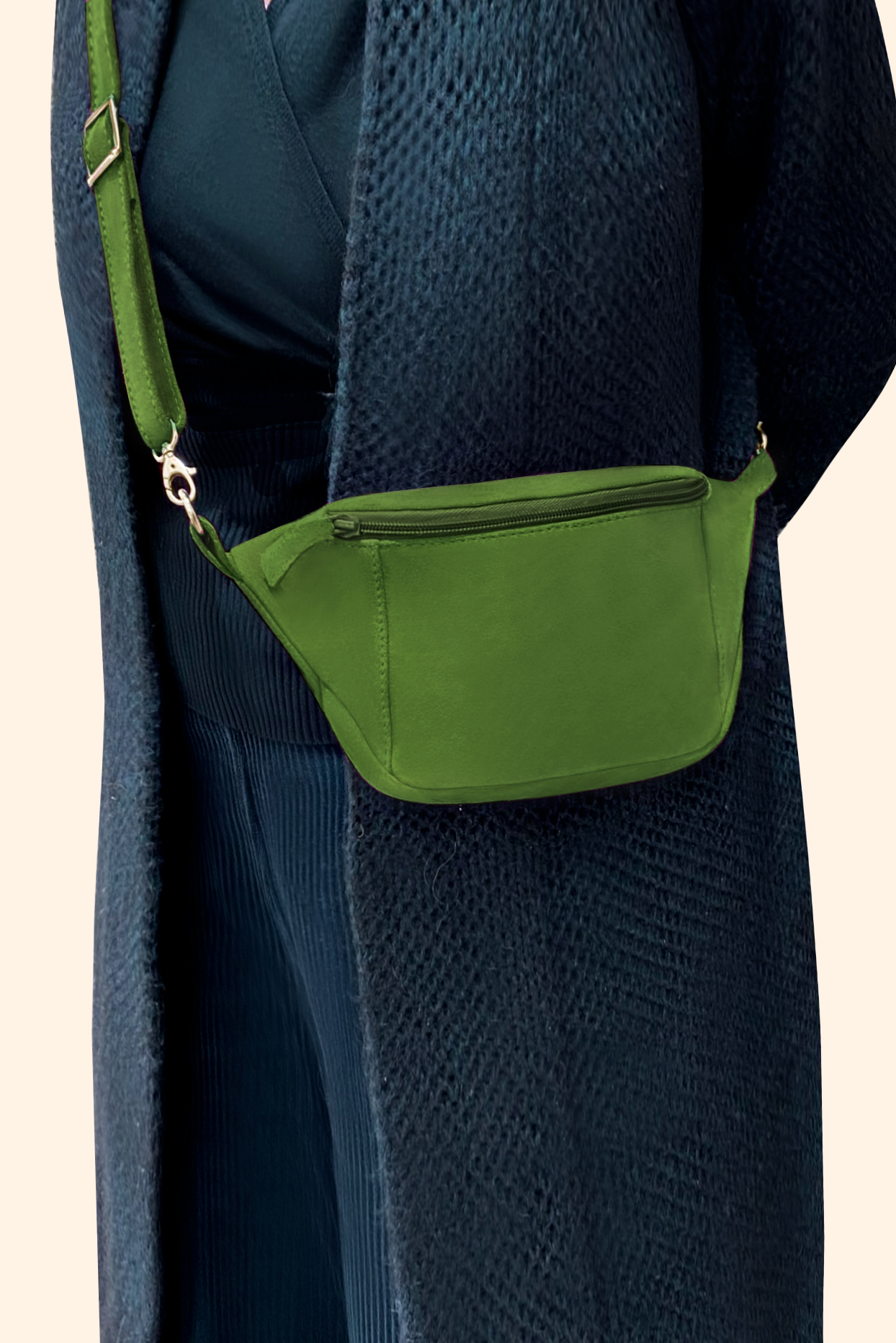 Grass green women's dress clutch, for weddings, ceremonies, cocktails and parties. Worn view - Florence KOOIJMAN