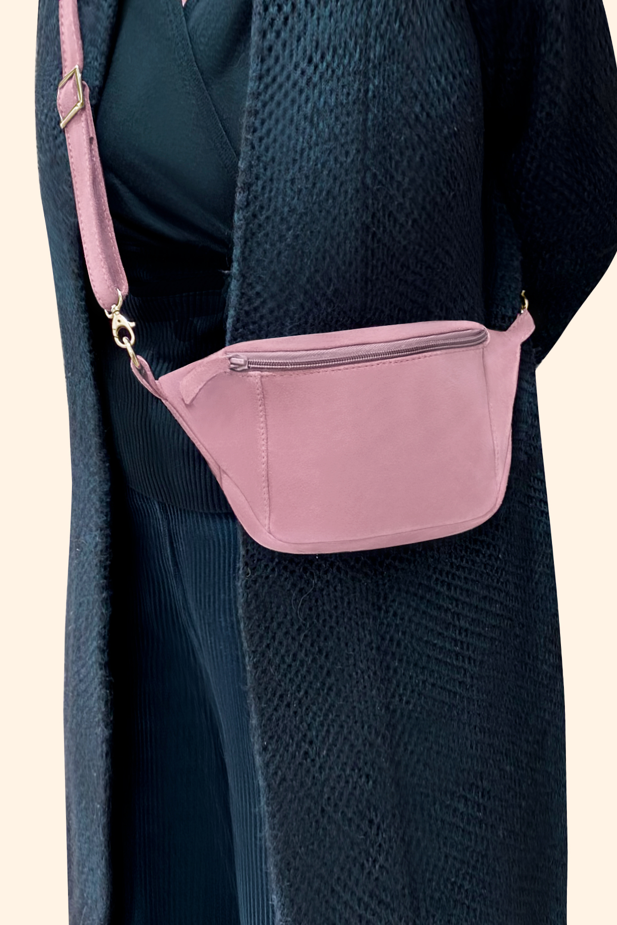 Carnation pink women's dress clutch, for weddings, ceremonies, cocktails and parties. Worn view - Florence KOOIJMAN