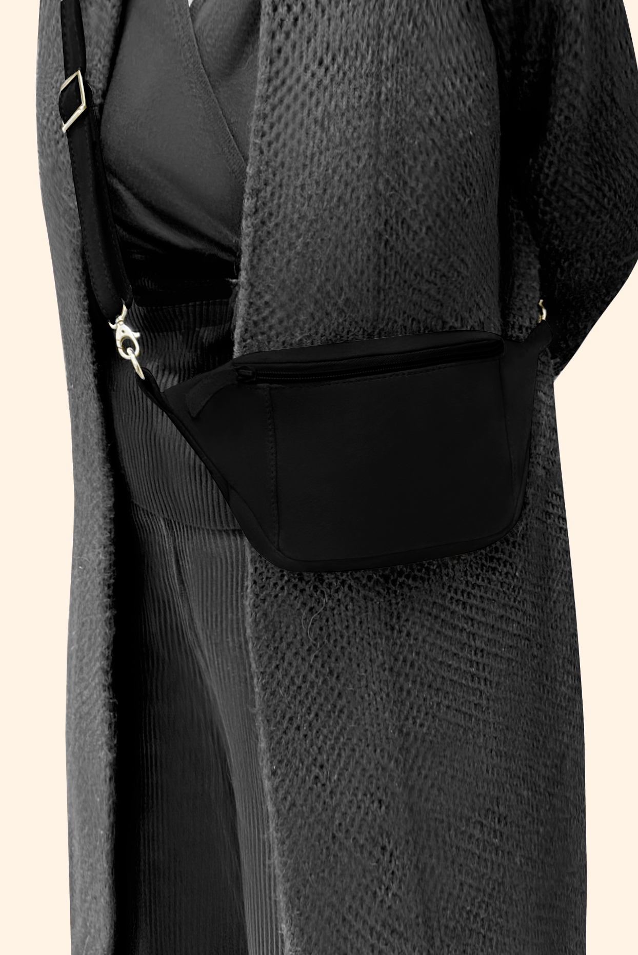 Matt black women's dress clutch, for weddings, ceremonies, cocktails and parties. Worn view - Florence KOOIJMAN