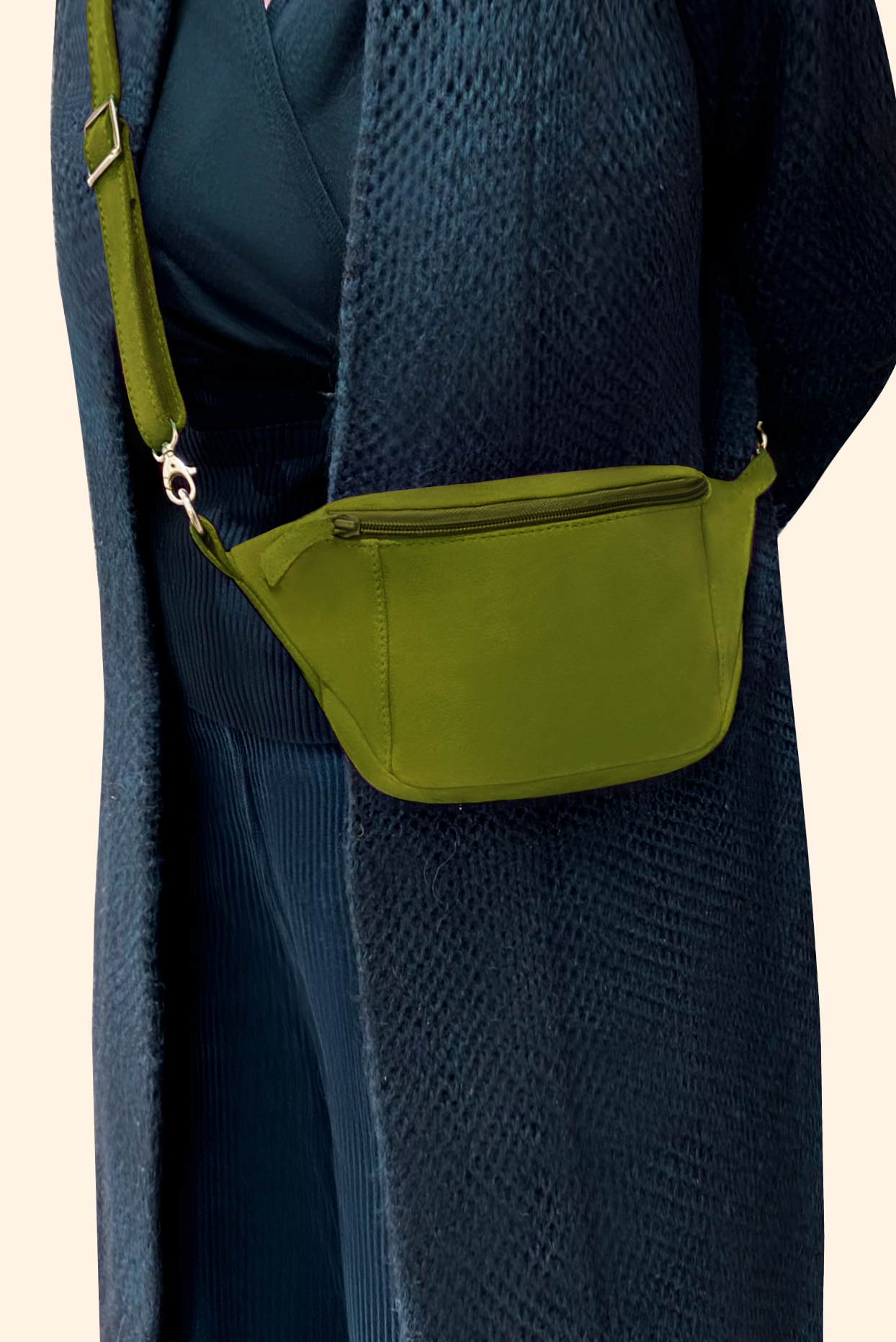 Pistachio green women's dress clutch, for weddings, ceremonies, cocktails and parties. Worn view - Florence KOOIJMAN