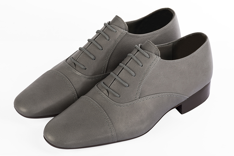 Ash grey lace-up dress shoes for men. - Florence KOOIJMAN