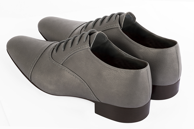 Ash grey lace-up dress shoes for men.. Rear view - Florence KOOIJMAN
