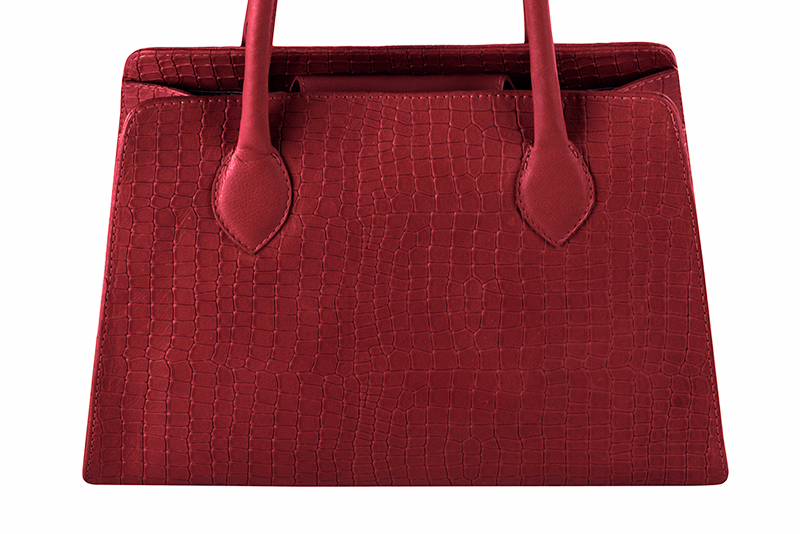 Cardinal red women's dress handbag, matching pumps and belts. Profile view - Florence KOOIJMAN