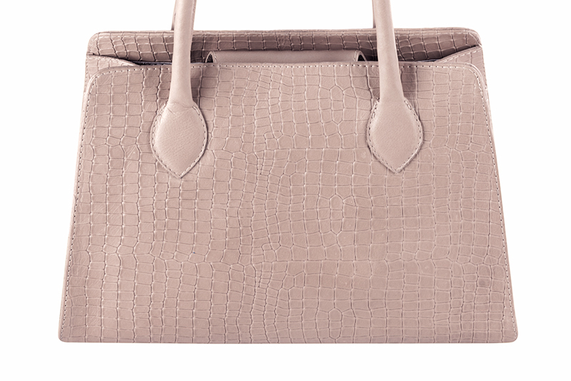 Powder pink women's dress handbag, matching pumps and belts. Profile view - Florence KOOIJMAN
