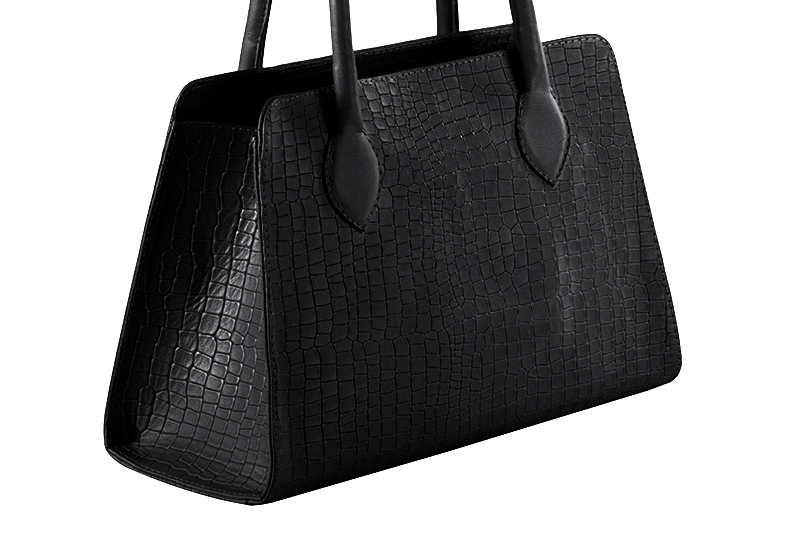 Luxueux sac à main, élégant et raffiné, coloris noir satiné. Personnalisation : Choix des cuirs et des couleurs. - Florence KOOIJMAN
