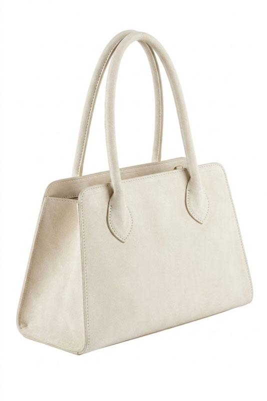 Dress handbag in egg shell beige leather - Top view