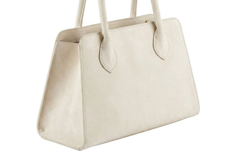 Dress handbag in egg shell beige leather - Front view