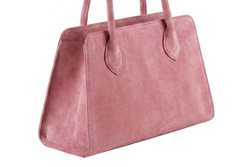 Dress handbag in carnation pink leather - Front view