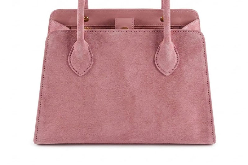 Dress handbag in carnation pink leather - Profile view