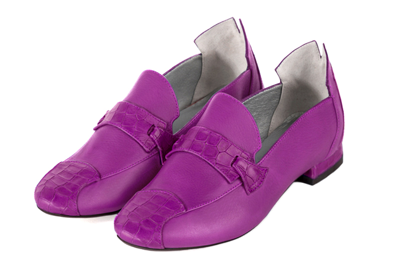 French elegance and refinement for these mauve purple fashion loafers, 
                available in many subtle leather and colour combinations. You can choose your materials and colours.
This pretty and unique moccasin will bring a touch of originality to your feet. 
  
                Matching clutches for parties, ceremonies and weddings.   
                You can customize these loafers to perfectly match your tastes or needs, and have a unique model.  
                Choice of leathers, colours, knots and heels. 
                Wide range of materials and shades carefully chosen.  
                Rich collection of flat, low, mid and high heels.  
                Small and large shoe sizes - Florence KOOIJMAN