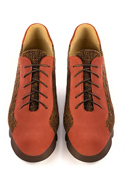 Terracotta orange women's casual lace-up shoes.. Top view - Florence KOOIJMAN