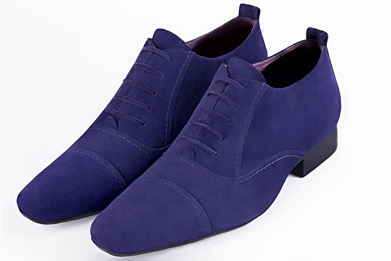 Violet purple lace-up dress shoes for men. Round toe. Flat leather soles - Florence KOOIJMAN