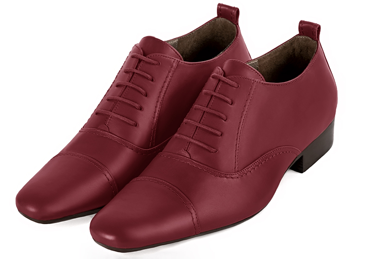 Cardinal red lace-up dress shoes for men. Round toe. Flat leather soles - Florence KOOIJMAN
