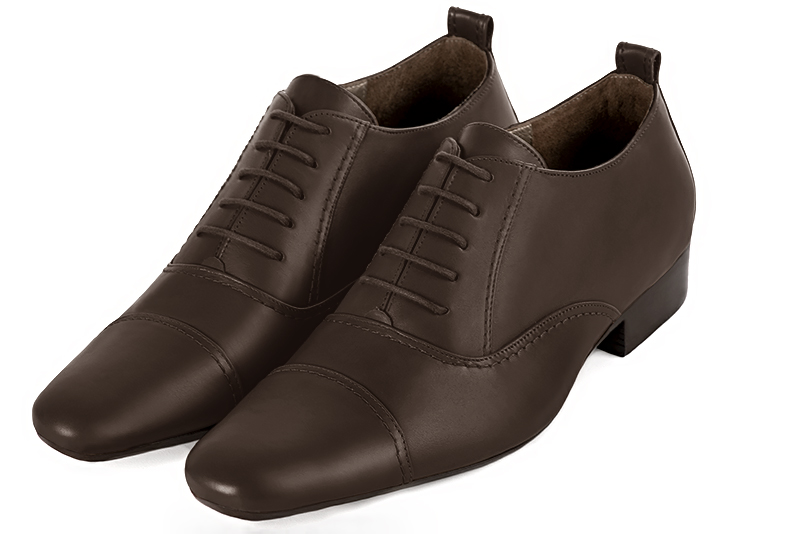 Dark brown lace-up dress shoes for men. Round toe. Flat leather soles - Florence KOOIJMAN
