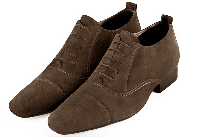 Chocolate brown lace-up dress shoes for men. Round toe. Flat leather soles - Florence KOOIJMAN