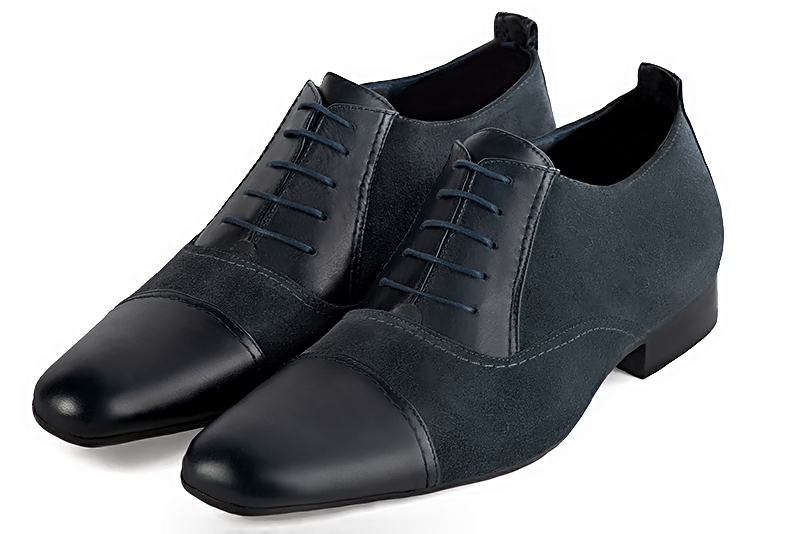 Satin black lace-up dress shoes for men. Round toe. Flat leather soles - Florence KOOIJMAN
