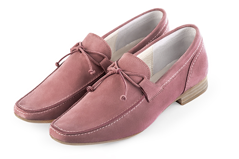 Dusty rose pink dress loafers for men. Round toe. Flat leather soles - Florence KOOIJMAN