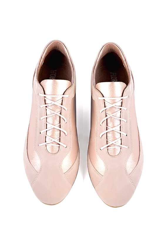 Powder pink women's elegant sneakers.. Top view - Florence KOOIJMAN