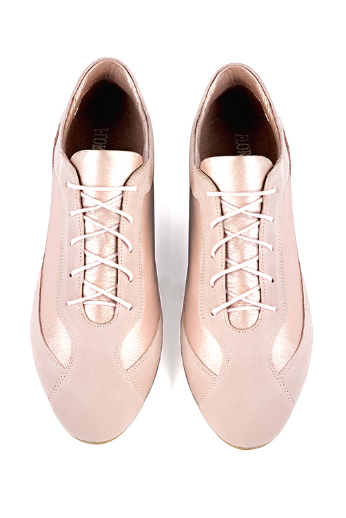 Powder pink women's elegant sneakers.. Top view - Florence KOOIJMAN