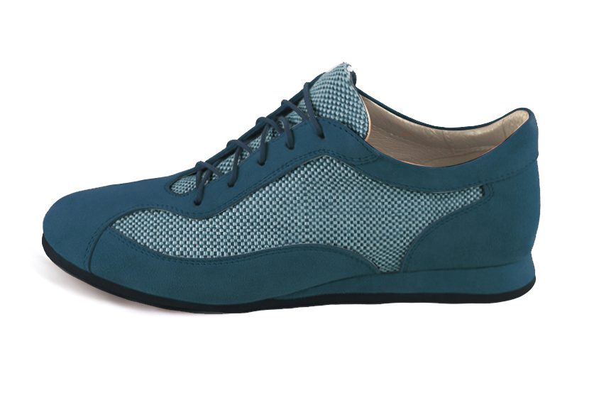 Peacock blue women's elegant sneakers.. Profile view - Florence KOOIJMAN