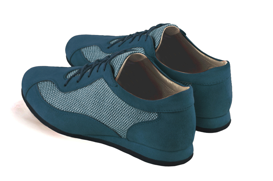 Peacock blue women's elegant sneakers.. Rear view - Florence KOOIJMAN