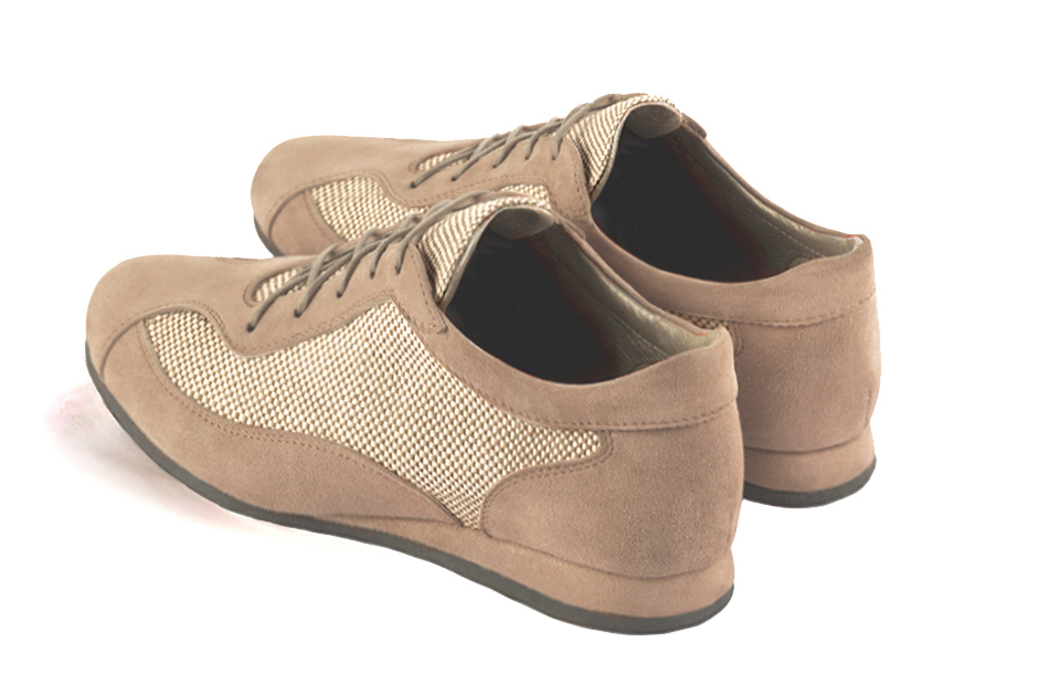 Tan beige women's elegant sneakers.. Rear view - Florence KOOIJMAN