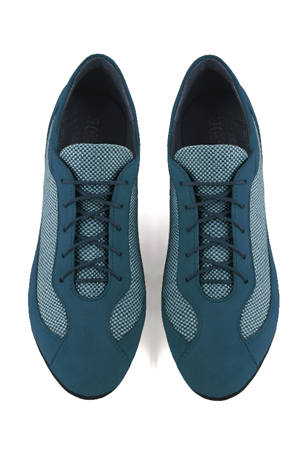 Peacock blue women's elegant sneakers.. Top view - Florence KOOIJMAN