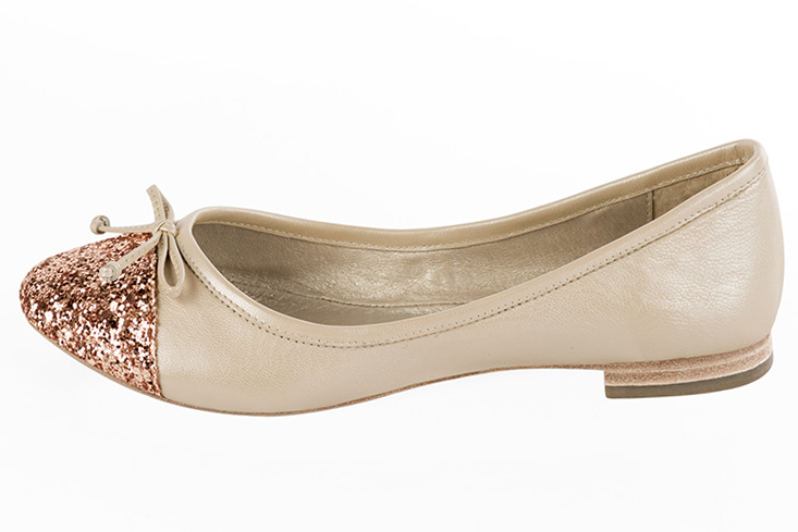 Copper gold women's ballet pumps, with flat heels. Round toe. Flat leather soles - Florence KOOIJMAN