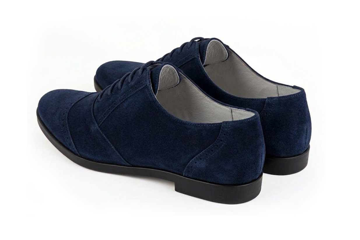 Women's navy blue casual lace-up shoes with  and  - Rear view