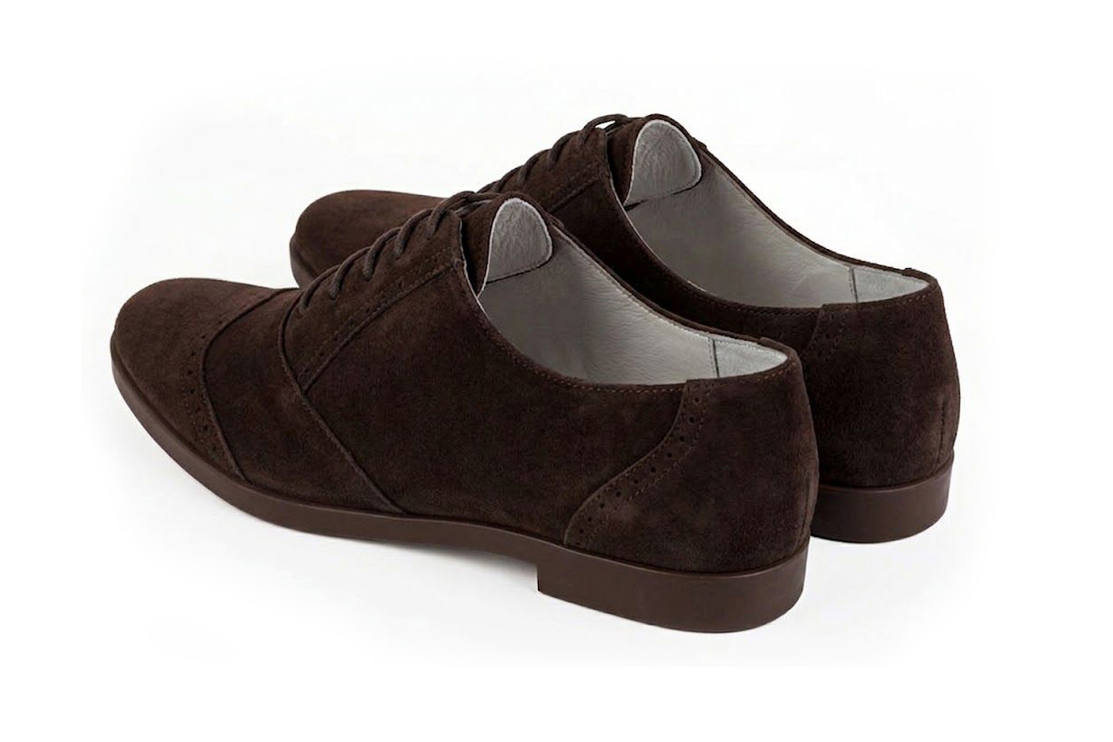 Women's dark brown casual lace-up shoes with  and  - Rear view