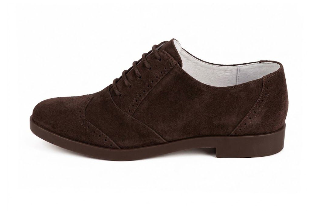 Women's dark brown casual lace-up shoes with  and  - Profile view