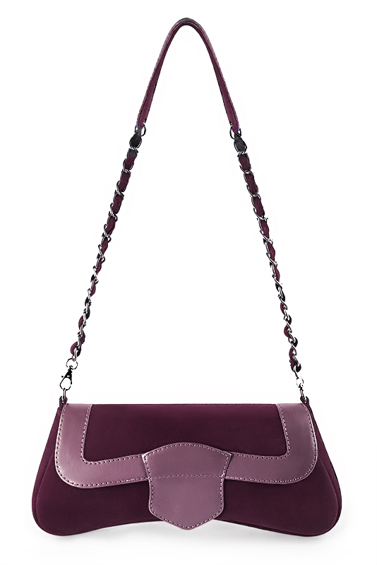 Wine red and mauve purple women's dress clutch, for weddings, ceremonies, cocktails and parties. Top view - Florence KOOIJMAN