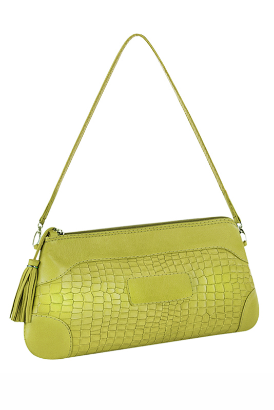 Pistachio green women's dress clutch, for weddings, ceremonies, cocktails and parties. Worn view - Florence KOOIJMAN