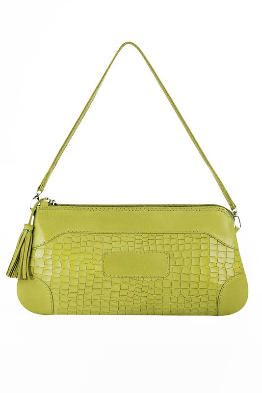 Pistachio green women's dress clutch, for weddings, ceremonies, cocktails and parties. Top view - Florence KOOIJMAN