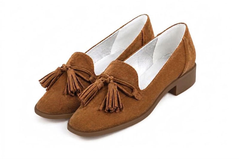 Step out in modern chunky loafers featuring durable lug soles, offering lightweight support, extra grip and bold everyday style, in cognac leather with square toe and chunky rubber lug sole