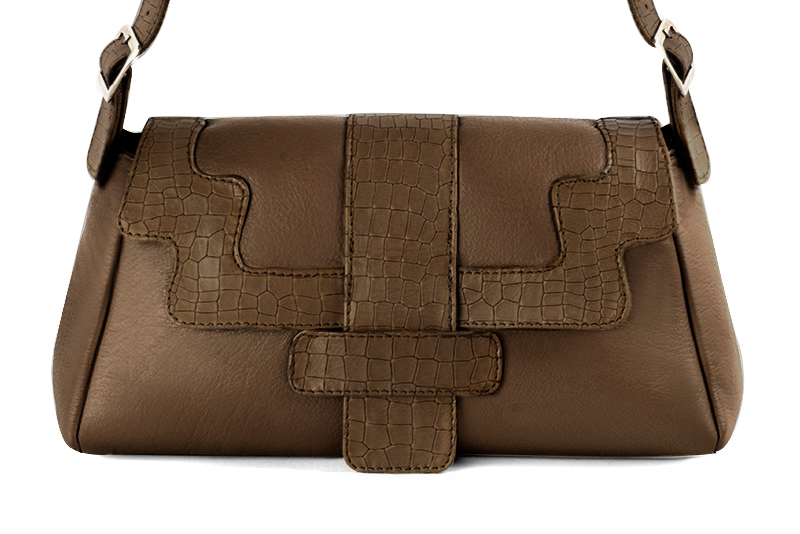Dress handbag in caramel brown leather - Profile view