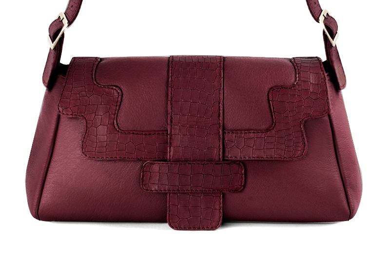 Dress handbag in burgundy red leather - Profile view