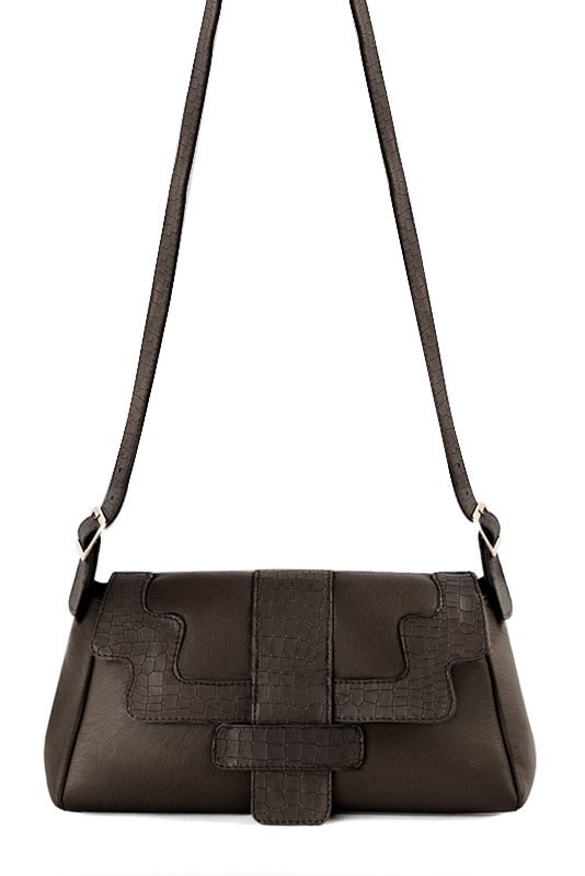 Dress handbag in dark brown leather - Top view