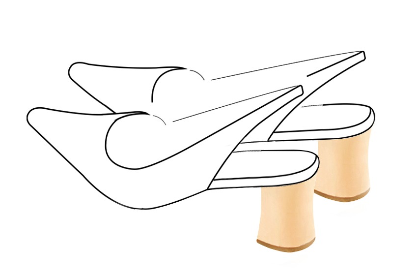 2 1&frasl;2 inch / 6.5 cm high flare heels. Front view - Florence KOOIJMAN